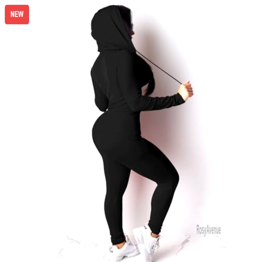 Large Polyester Blend Jogger Set With Zipper Hood… - image 2